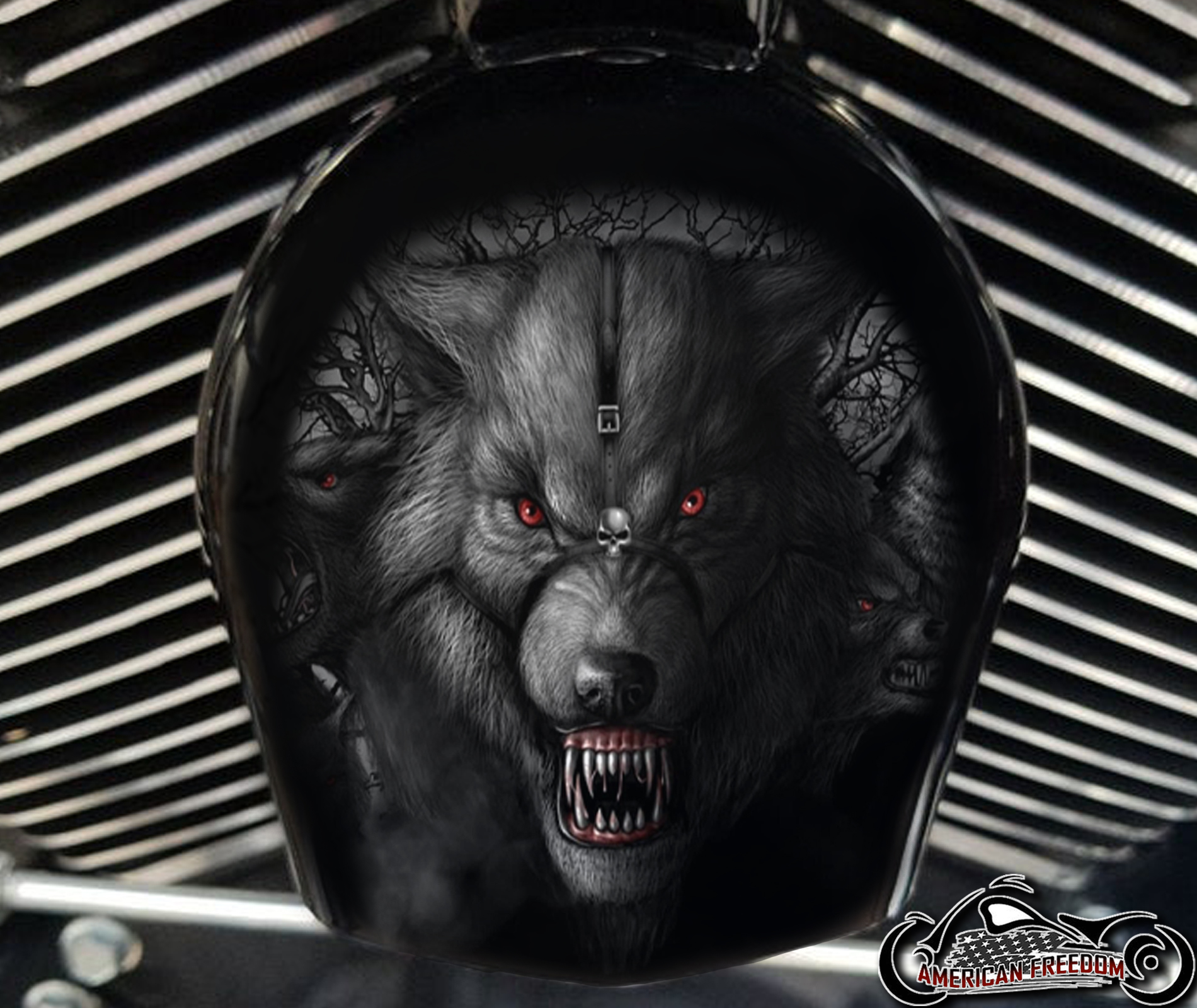Custom Horn Cover - Angry Wolf